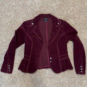 White House | Black Market Women's Burgundy Corduroy Blazer - Size 6